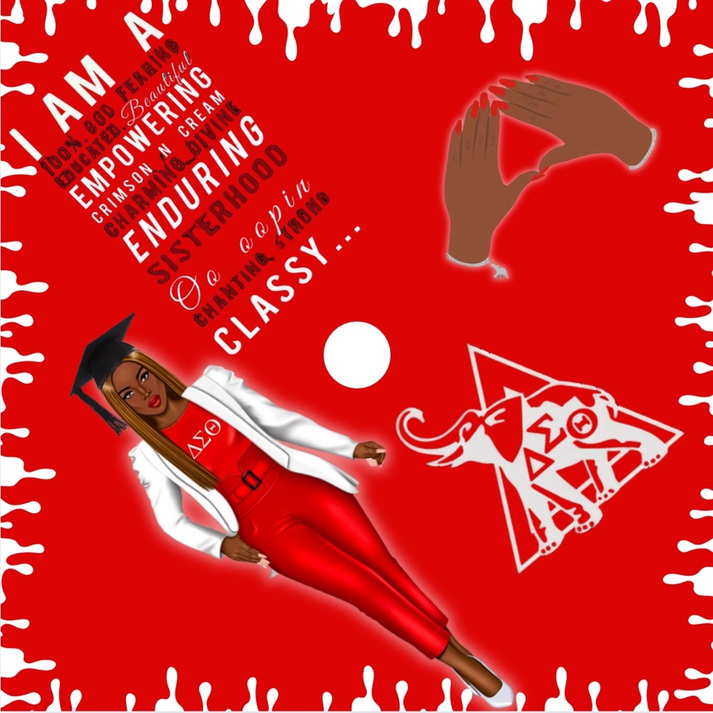 COPY - Red Graduation Cap with Delta Sigma Theta Design